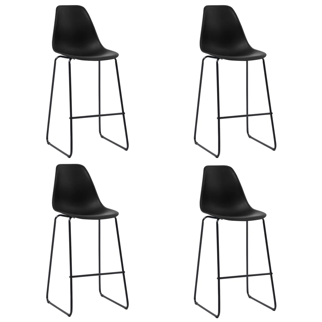 vidaXL Bar Chairs 4 pcs Black Plastic