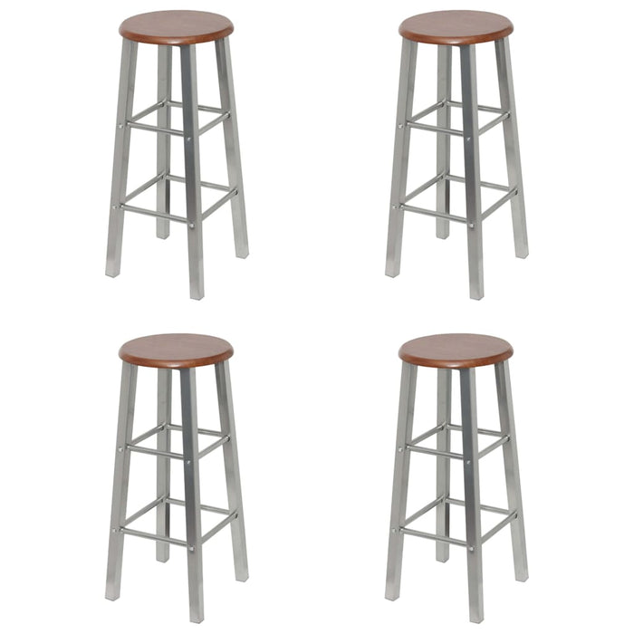 vidaXL Bar Stools 4 pcs Silver and Brown MDF