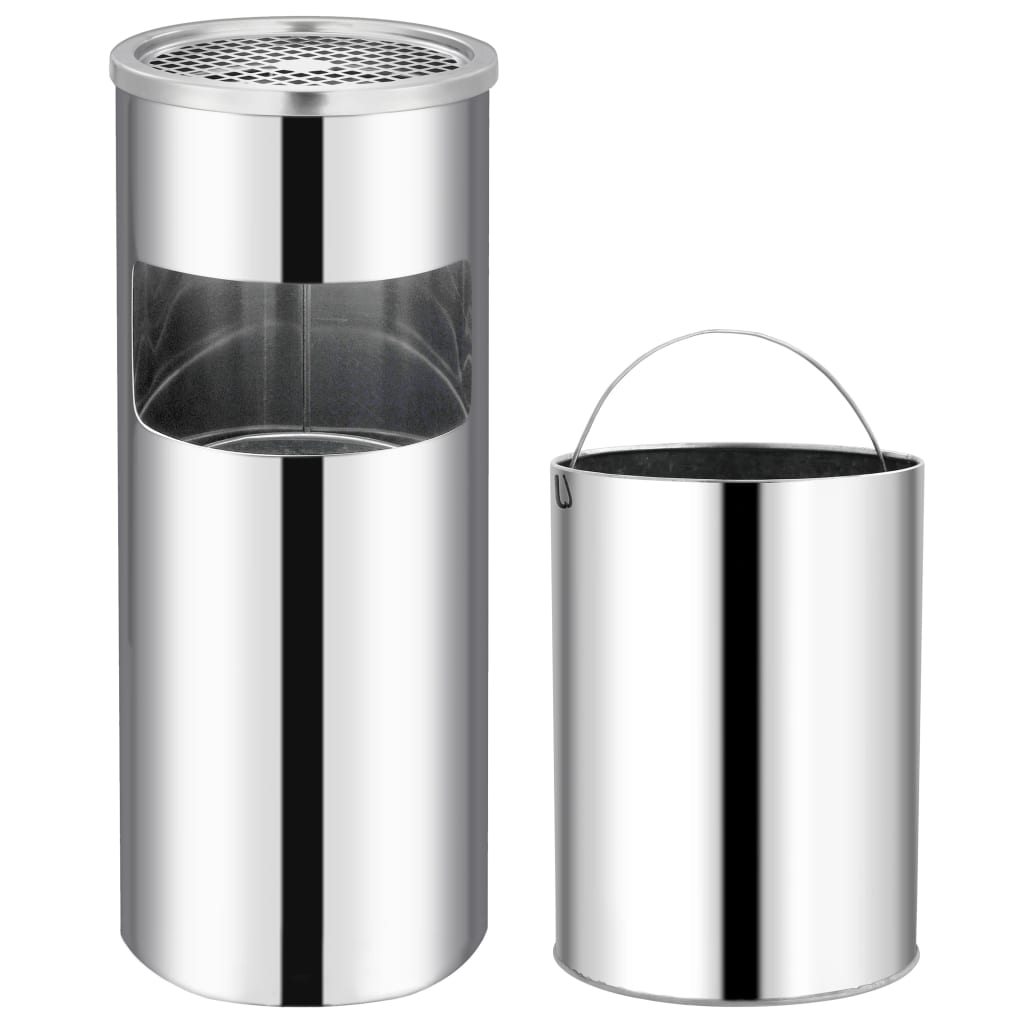 vidaXL Ashtray Dustbin Hotel 30 L Stainless Steel