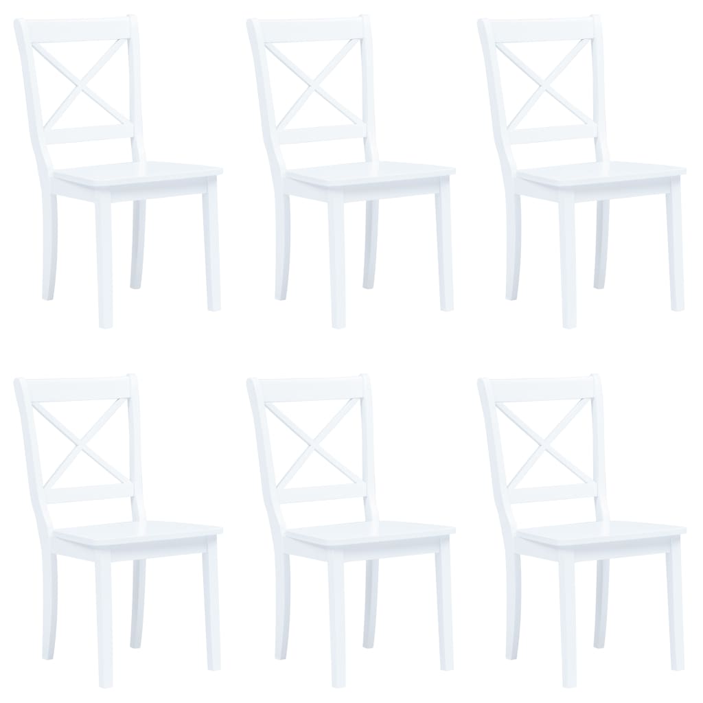 vidaXL Dining Chairs 6 pcs White Solid Rubber Wood