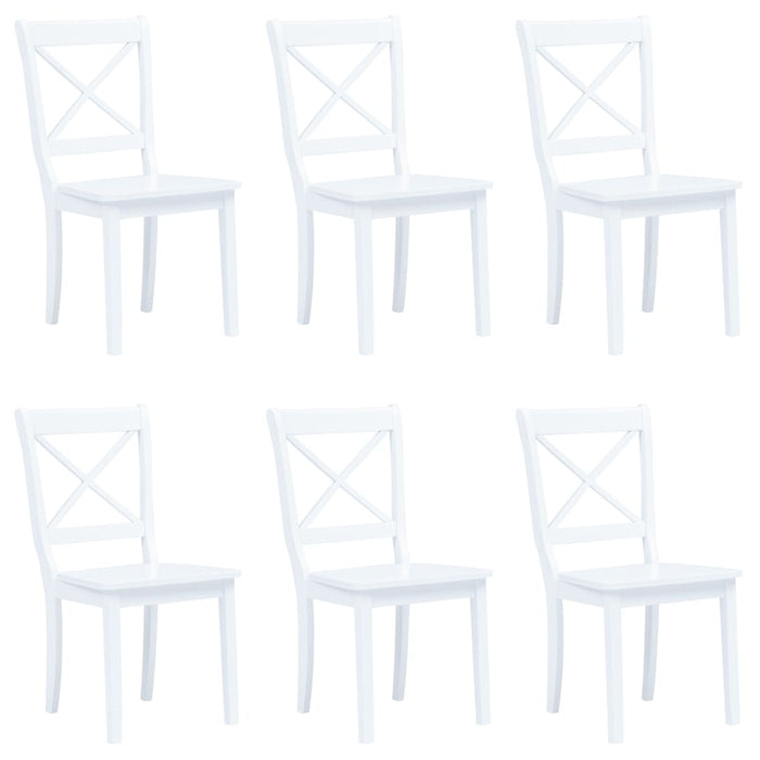 vidaXL Dining Chairs 6 pcs White Solid Rubber Wood