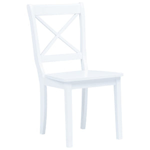 vidaXL Dining Chairs 6 pcs White Solid Rubber Wood