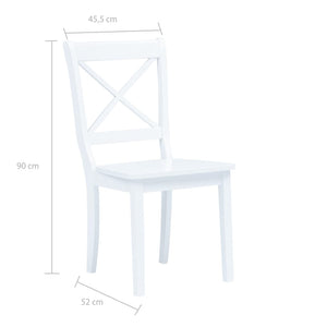 vidaXL Dining Chairs 6 pcs White Solid Rubber Wood