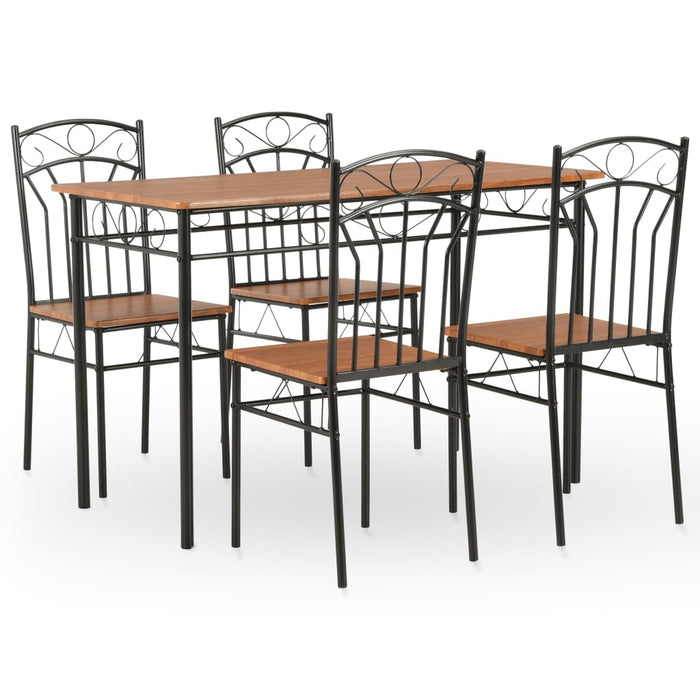 vidaXL 5 Piece Dining Set MDF and Steel Brown