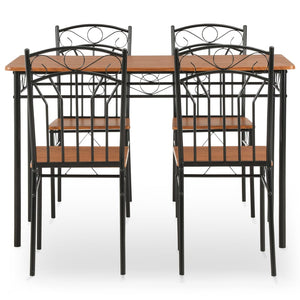 vidaXL 5 Piece Dining Set MDF and Steel Brown