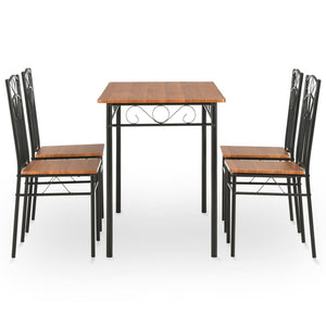 vidaXL 5 Piece Dining Set MDF and Steel Brown