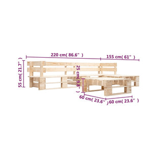 vidaXL 4 Piece Garden Pallet Lounge Set Natural Wood