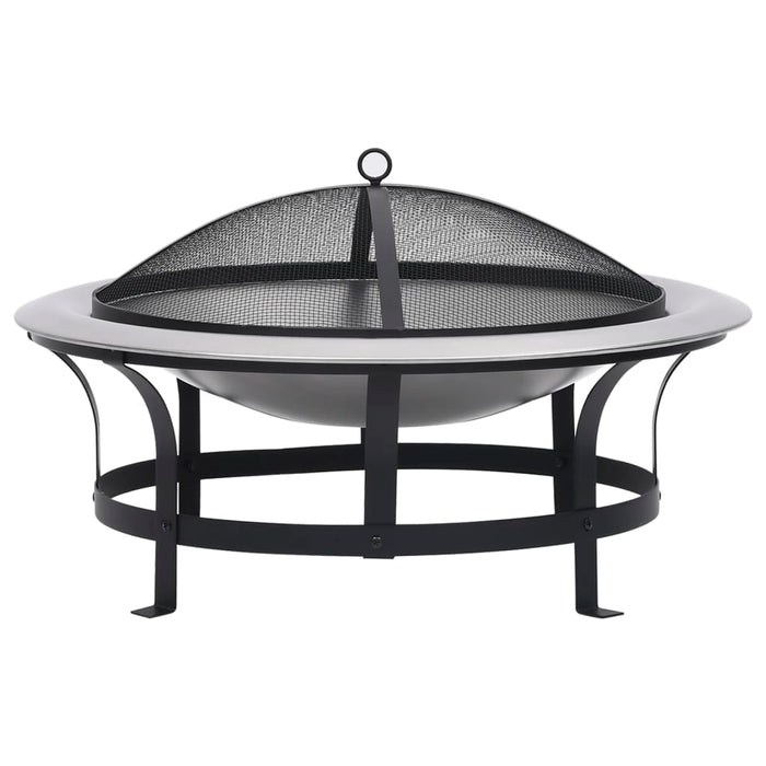 vidaXL Outdoor Fire Pit with Grill Stainless Steel 76 cm