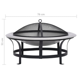 vidaXL Outdoor Fire Pit with Grill Stainless Steel 76 cm