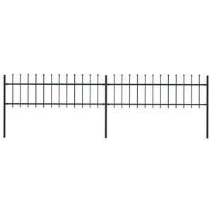 vidaXL Garden Fence with Spear Top Steel 3.4x0.6 m Black