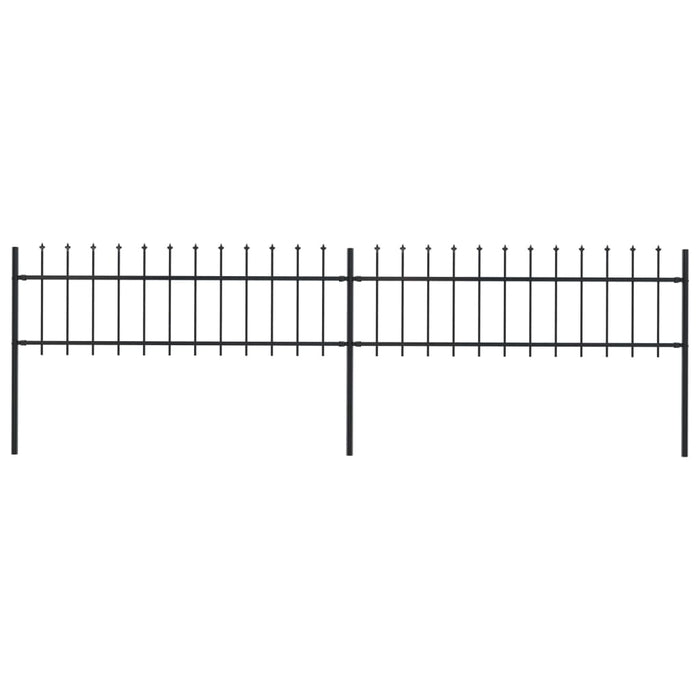 vidaXL Garden Fence with Spear Top Steel 3.4x0.6 m Black