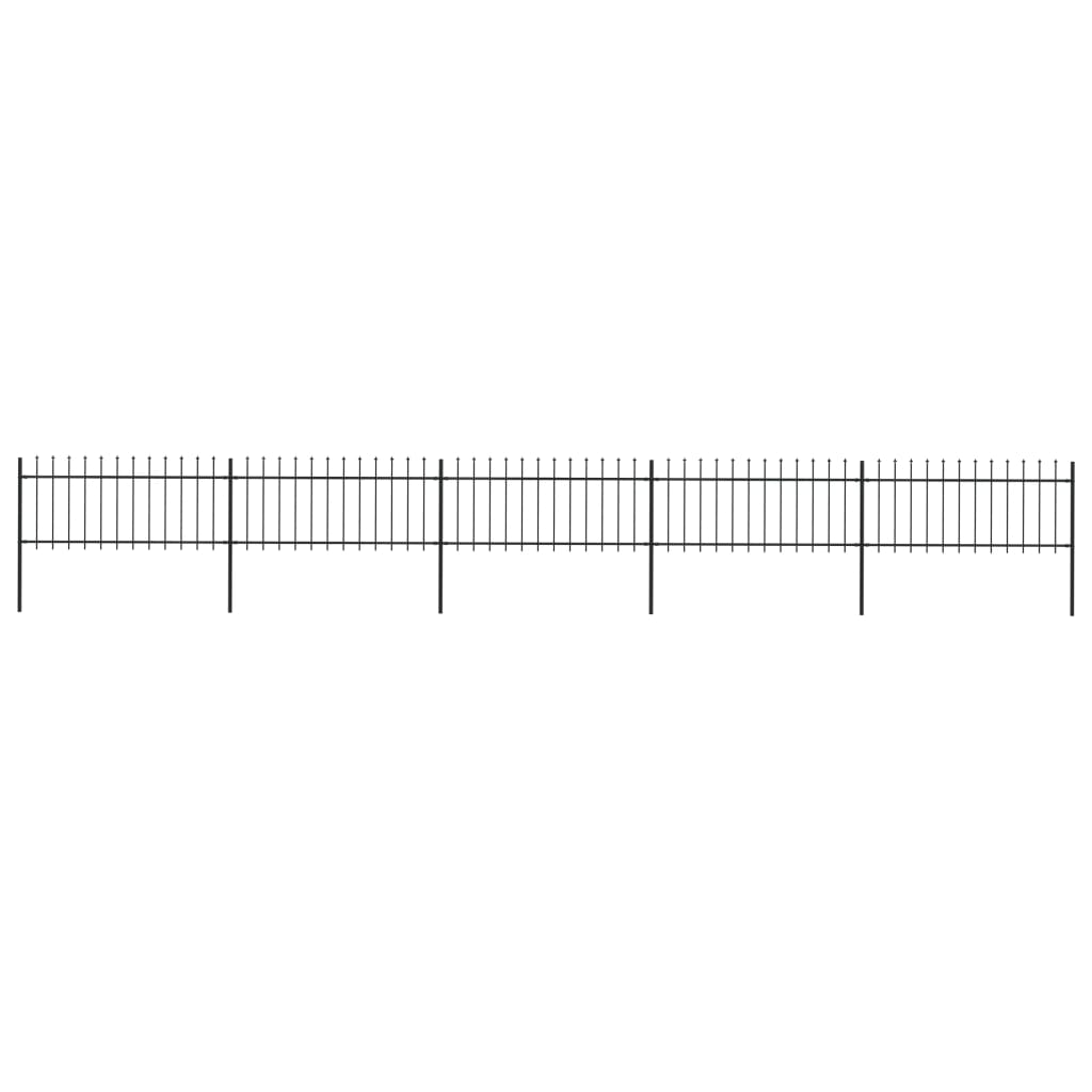 vidaXL Garden Fence with Spear Top Steel 8.5x0.8 m Black