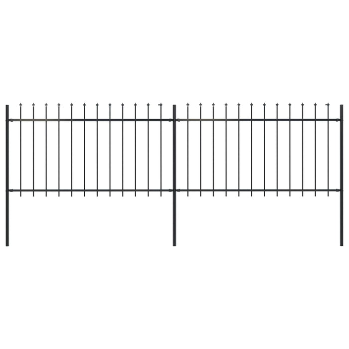 vidaXL Garden Fence with Spear Top Steel 3.4x1 m Black