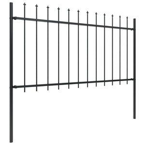 vidaXL Garden Fence with Spear Top Steel 8.5x1 m Black