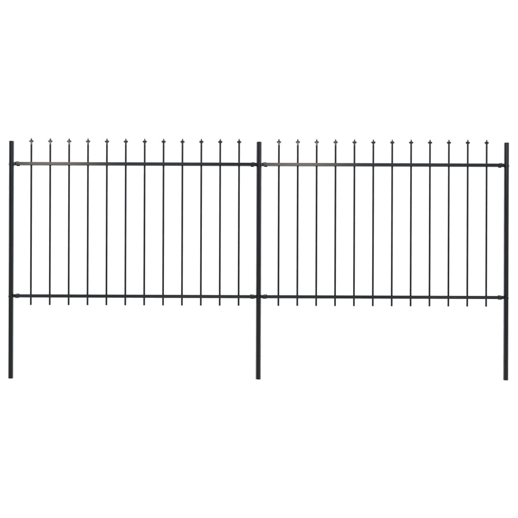 vidaXL Garden Fence with Spear Top Steel 3.4x1.2 m Black