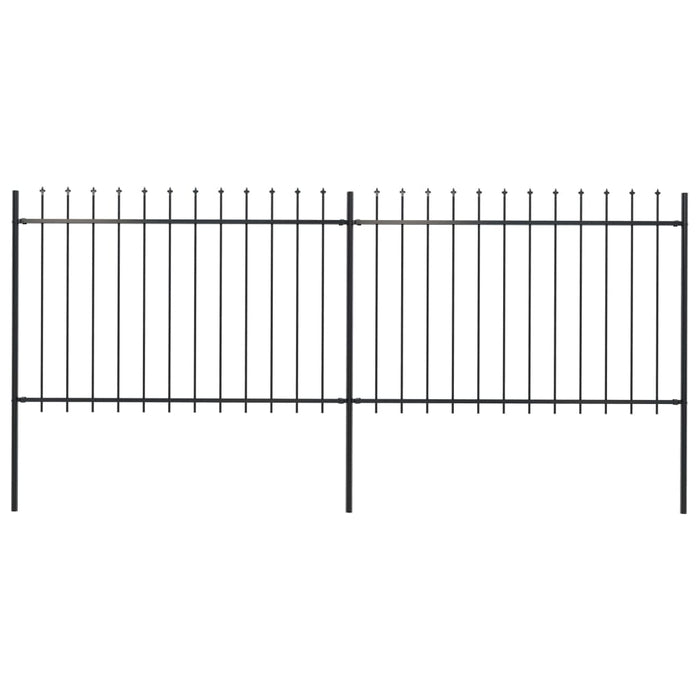 vidaXL Garden Fence with Spear Top Steel 3.4x1.2 m Black