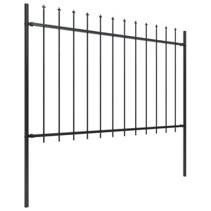 vidaXL Garden Fence with Spear Top Steel 3.4x1.2 m Black