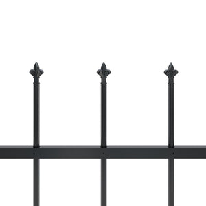 vidaXL Garden Fence with Spear Top Steel 3.4x1.2 m Black