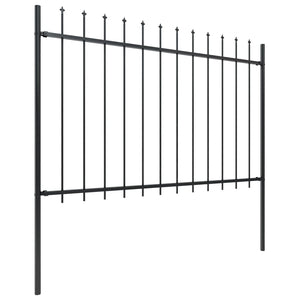 vidaXL Garden Fence with Spear Top Steel 5.1x1.2 m Black