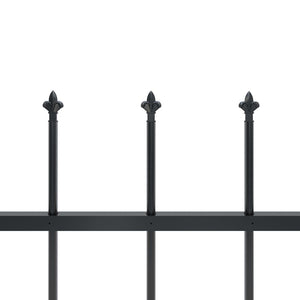 vidaXL Garden Fence with Spear Top Steel 11.9x1.2 m Black