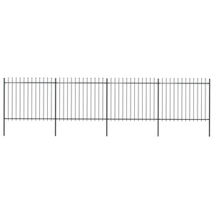 vidaXL Garden Fence with Spear Top Steel 6.8x1.5 m Black