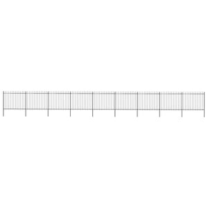 vidaXL Garden Fence with Spear Top Steel 15.3x1.5 m Black