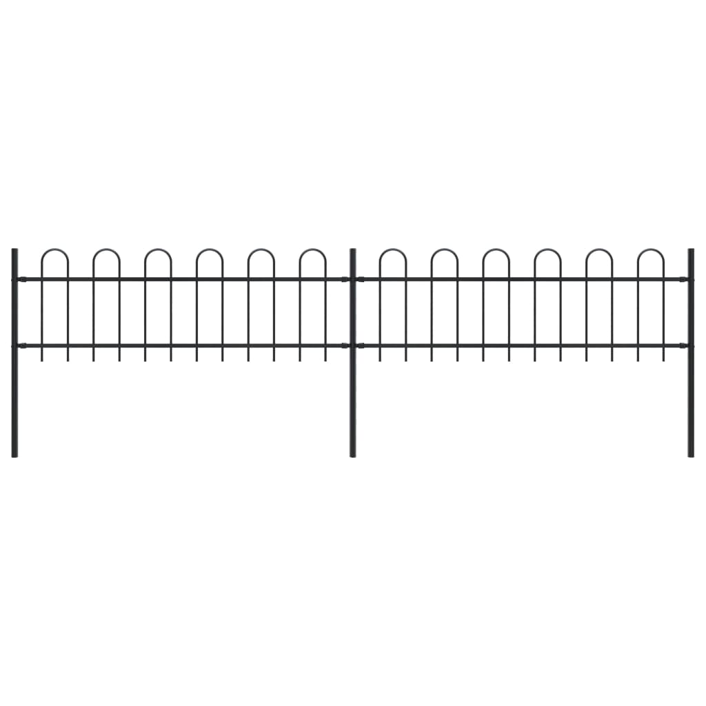 vidaXL Garden Fence with Hoop Top Steel 3.4x0.6 m Black