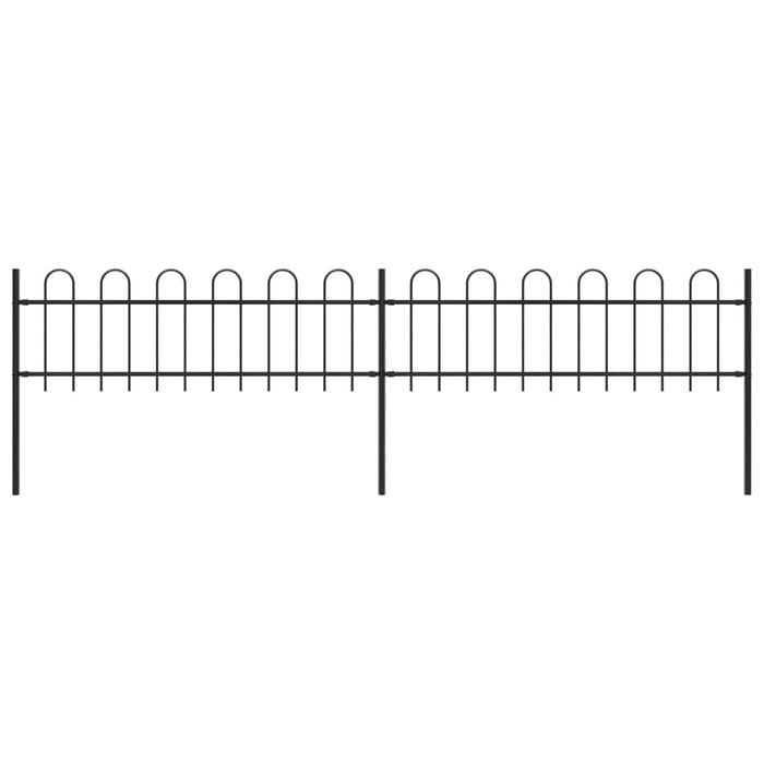 vidaXL Garden Fence with Hoop Top Steel 3.4x0.6 m Black