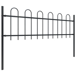 vidaXL Garden Fence with Hoop Top Steel 3.4x0.6 m Black