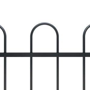 vidaXL Garden Fence with Hoop Top Steel 5.1x0.6 m Black