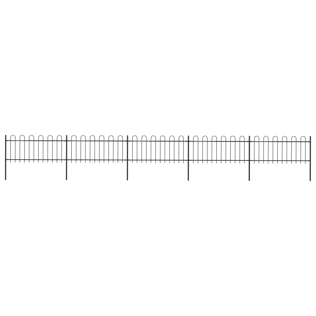vidaXL Garden Fence with Hoop Top Steel 8.5x0.8 m Black