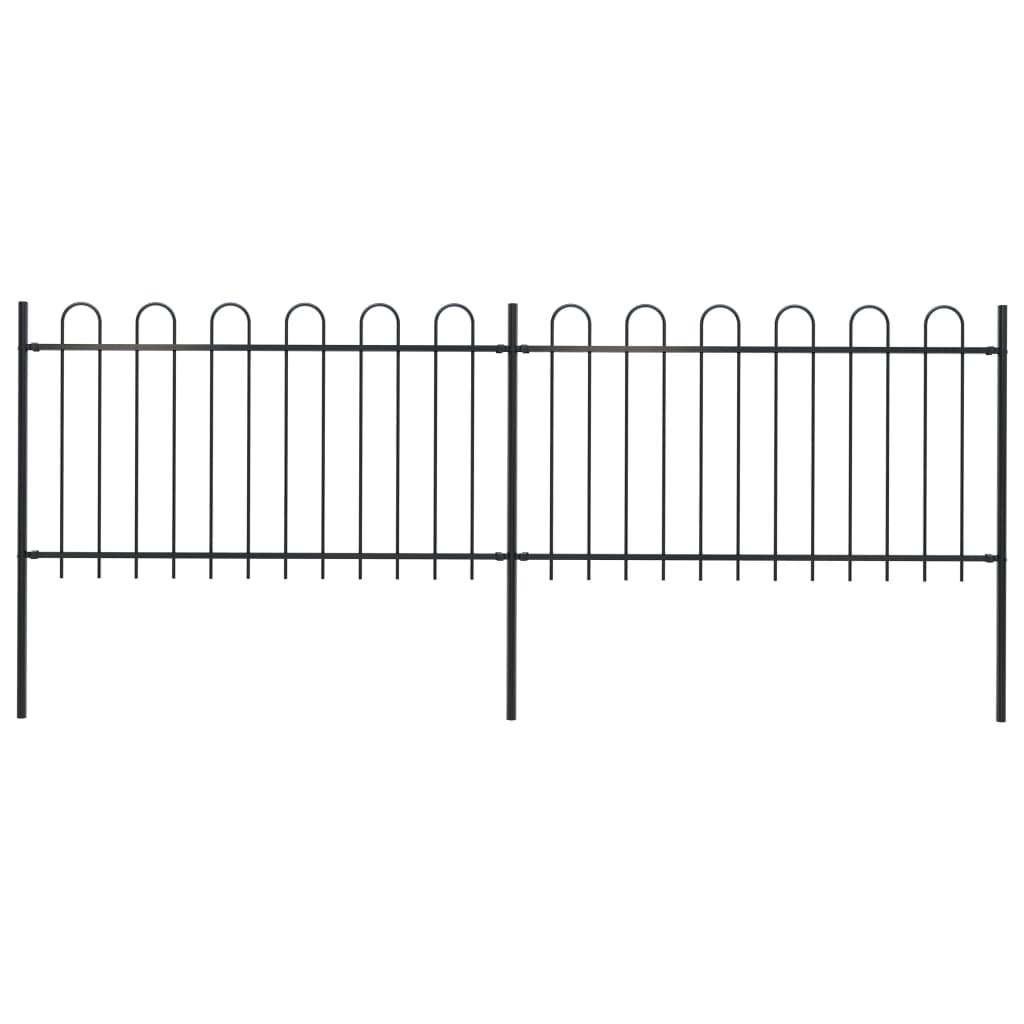 vidaXL Garden Fence with Hoop Top Steel 3.4x1 m Black