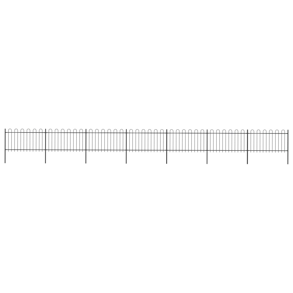 vidaXL Garden Fence with Hoop Top Steel 11.9x1 m Black