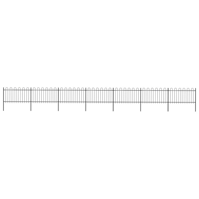 vidaXL Garden Fence with Hoop Top Steel 11.9x1 m Black
