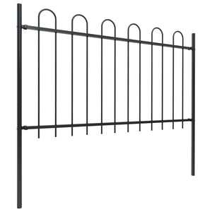vidaXL Garden Fence with Hoop Top Steel 11.9x1 m Black