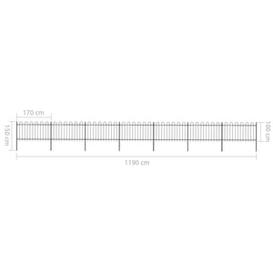 vidaXL Garden Fence with Hoop Top Steel 11.9x1 m Black