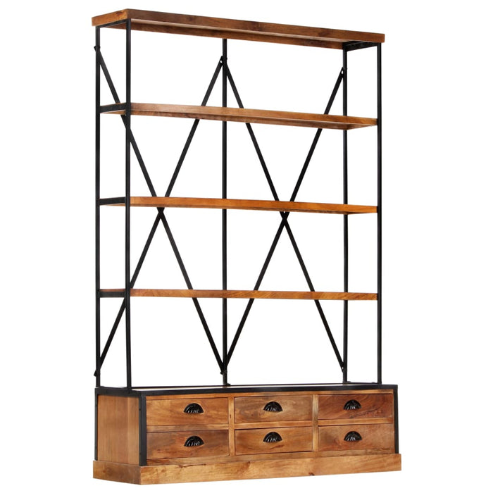 vidaXL 4-Tier Bookcase with 6 Drawers 122x36x181 cm Solid Mango Wood