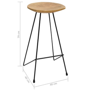 vidaXL Bar Stools 2 pcs Solid Teak Wood