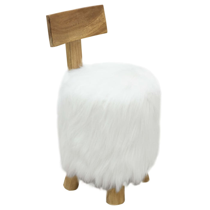 vidaXL Stool White Solid Teak Wood