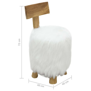 vidaXL Stool White Solid Teak Wood