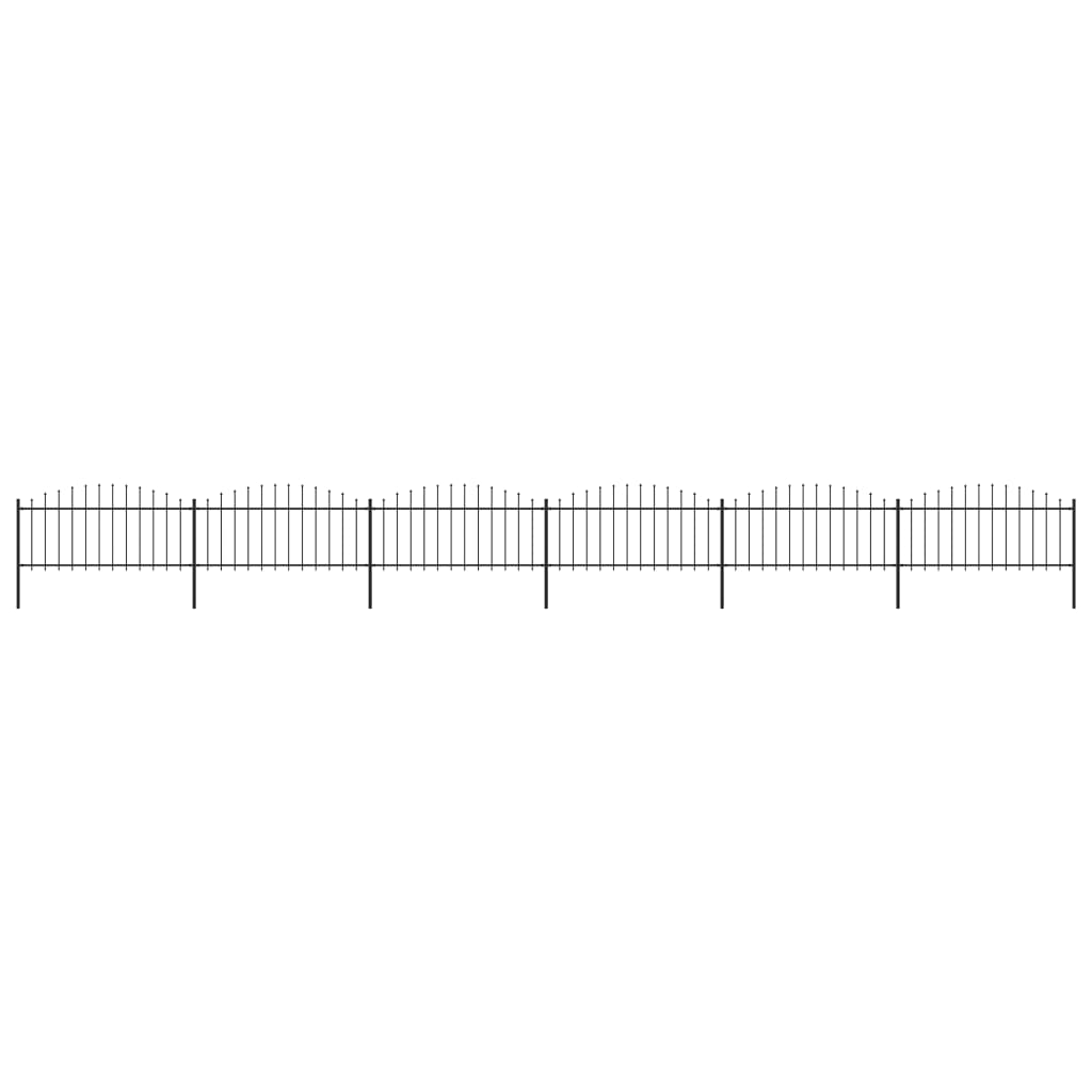 vidaXL Garden Fence with Spear Top Steel (0.5-0.75)x10.2 m Black