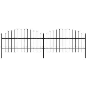 vidaXL Garden Fence with Spear Top Steel (0.75-1)x3.4 m Black