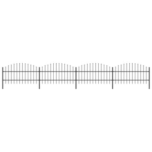 vidaXL Garden Fence with Spear Top Steel (0.75-1)x6.8 m Black