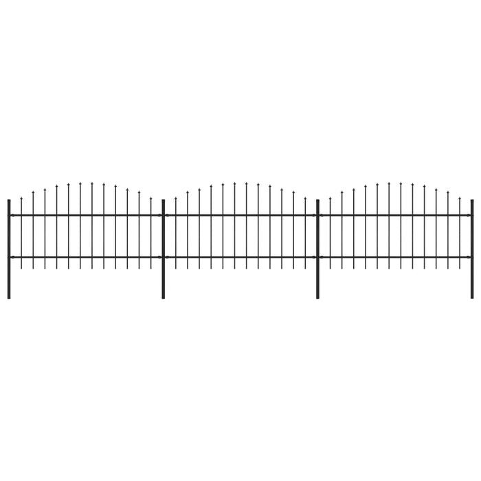vidaXL Garden Fence with Spear Top Steel (1-1.25)x5.1 m Black