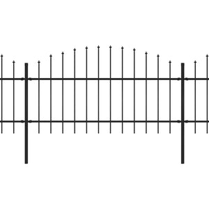 vidaXL Garden Fence with Spear Top Steel (1-1.25)x5.1 m Black