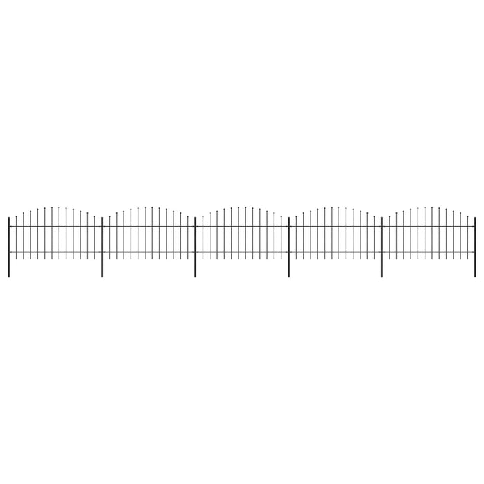vidaXL Garden Fence with Spear Top Steel (1-1.25)x8.5 m Black