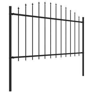 vidaXL Garden Fence with Spear Top Steel (1.25-1.5)x10.2 m Black