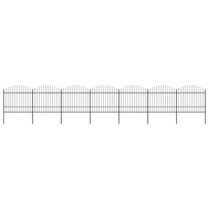 vidaXL Garden Fence with Spear Top Steel (1.5-1.75)x11.9 m Black