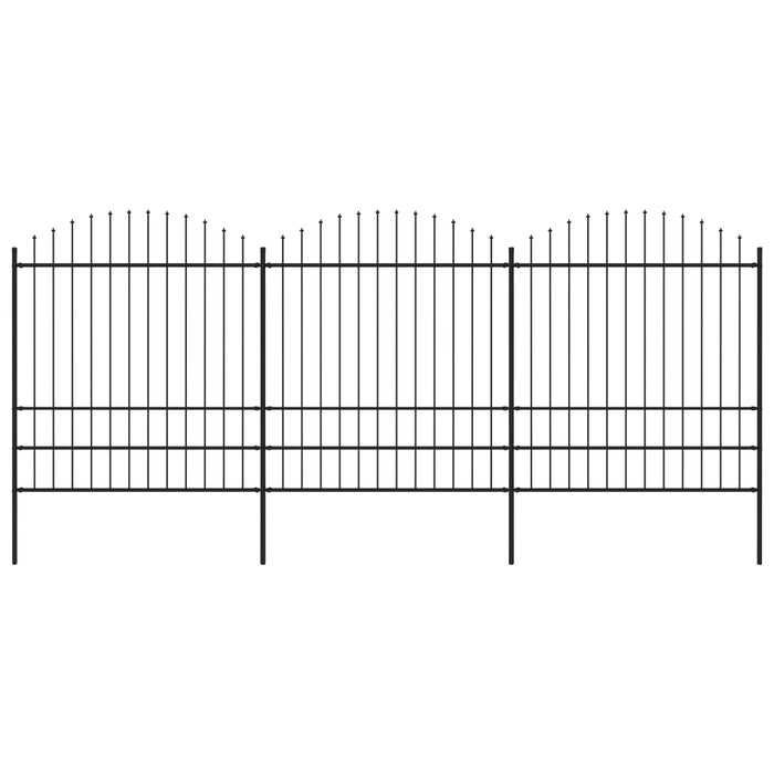 vidaXL Garden Fence with Spear Top Steel (1.75-2)x5.1 m Black