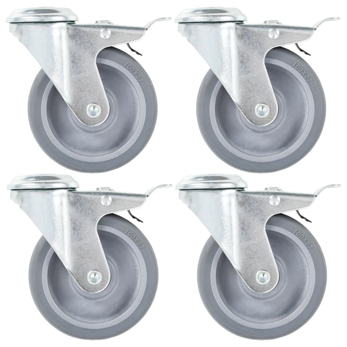 vidaXL 12 pcs Bolt Hole Swivel Casters 100 mm